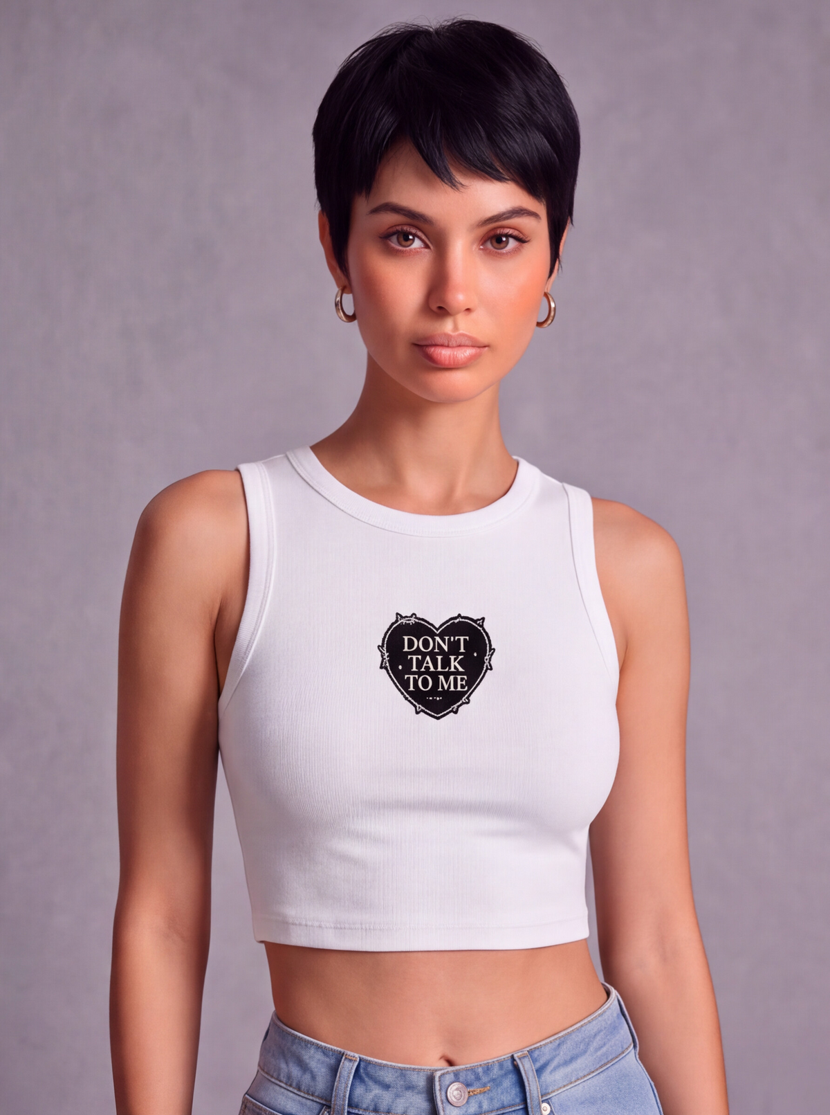 "Dont Talk To Me" Crop Tank Top